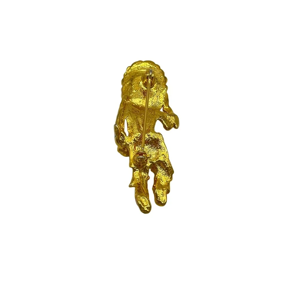 Native‎ American Style Dancer Pin Gold Tone Enamel Turquoise Coral Accents